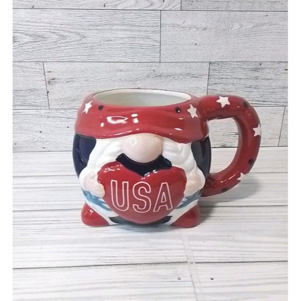 Patriotic USA Gnome Mug NEW